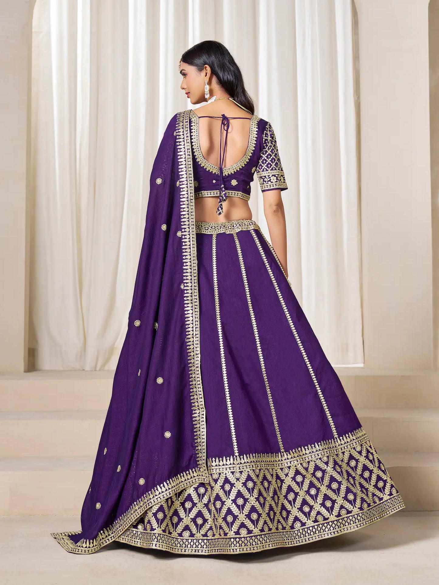 Purple Art Silk Embroidery Work Lehenga Choli