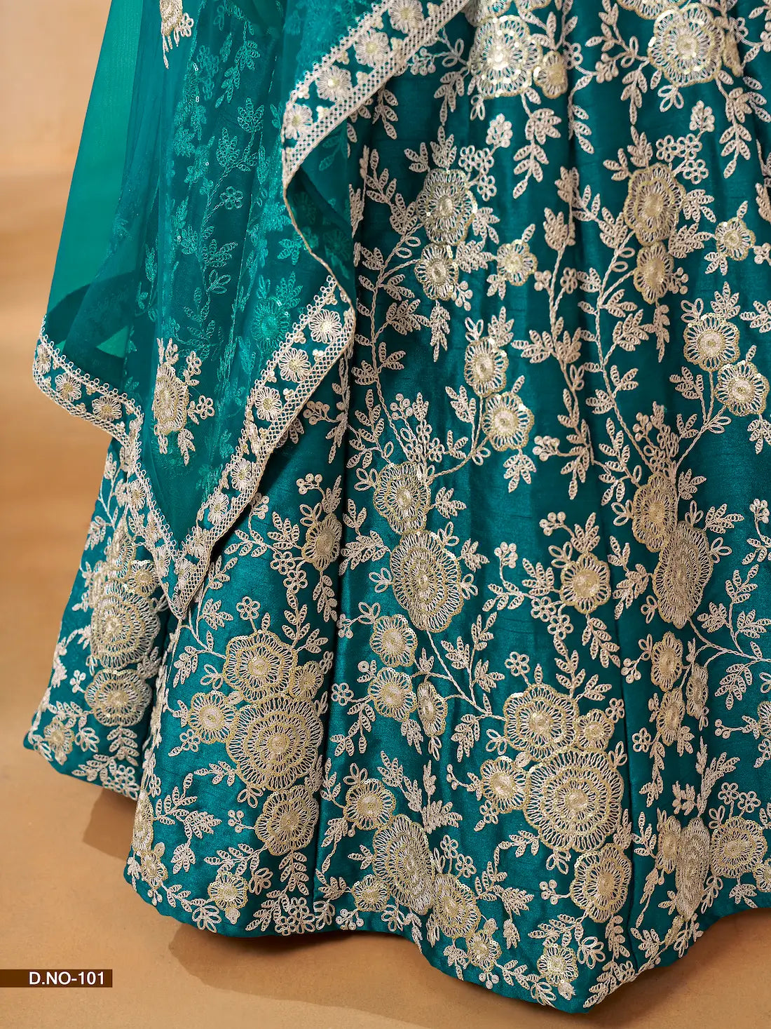 Teal Blue Art Silk Lehenga Choli With Thread & Sequence Embroidery Work