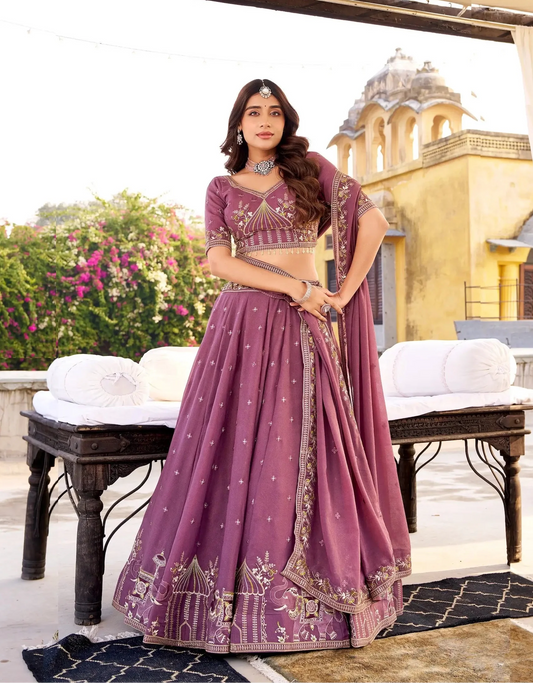 Lavender Chocolate Crush Embroidery Lehenga Choli