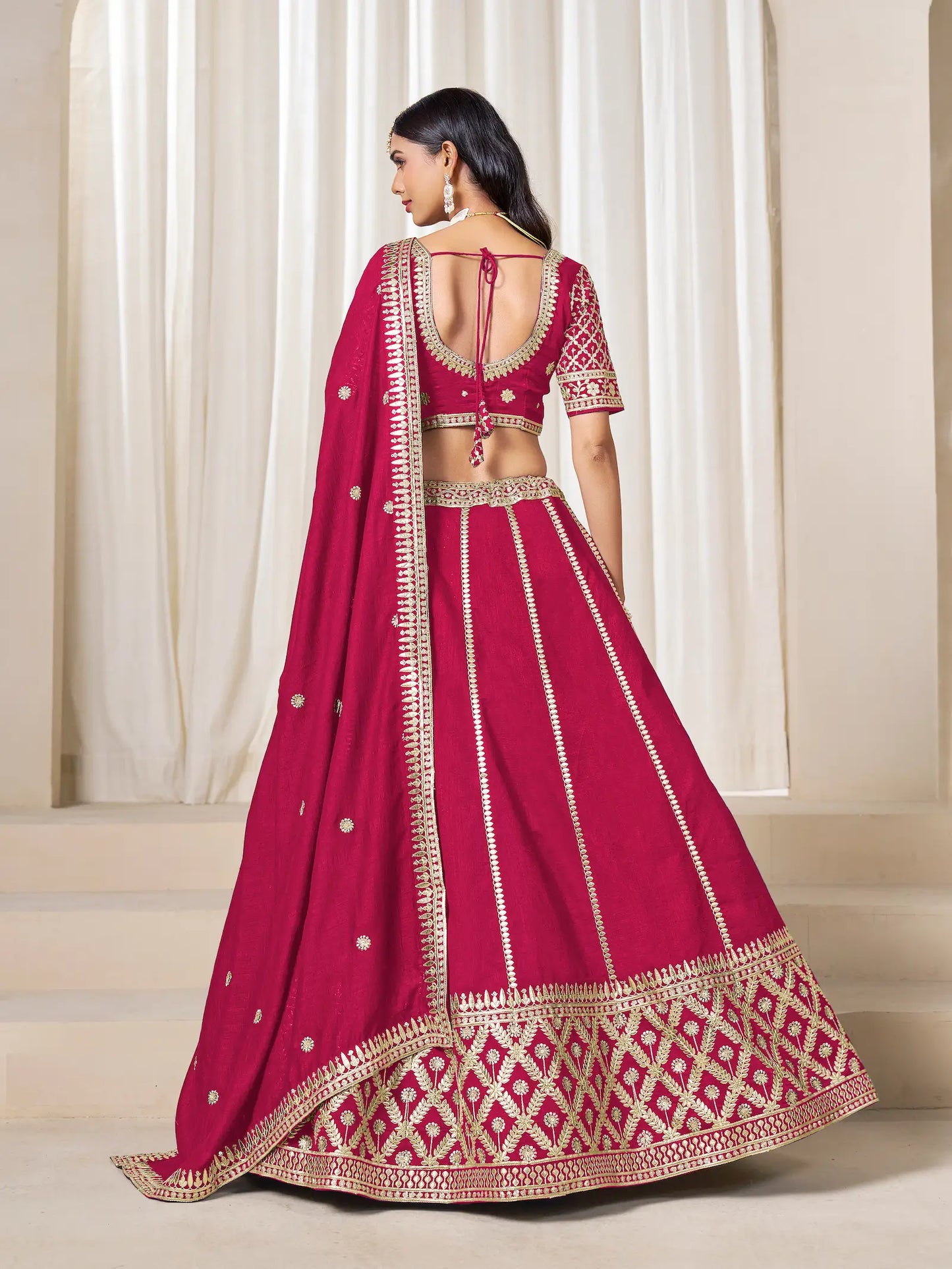 Red Art Silk Embroidery Work Lehenga Choli