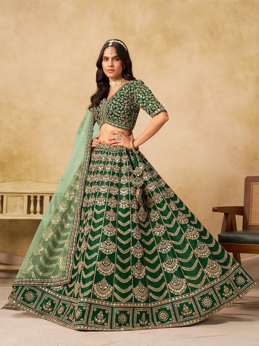 Timber green Art Silk Embroidery Lehenga Choli