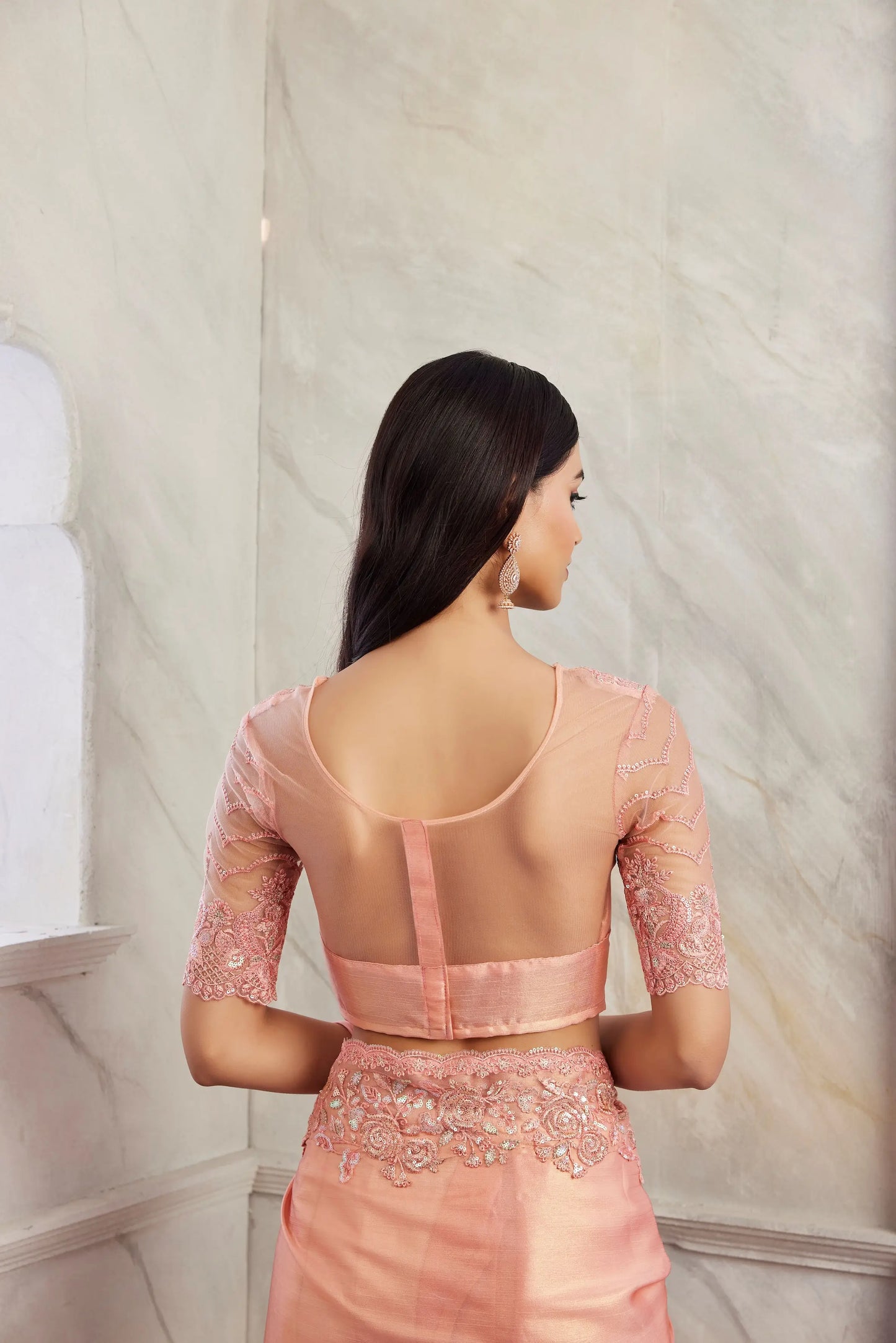 Dusty Orange Golden Shimmer Silk Saree