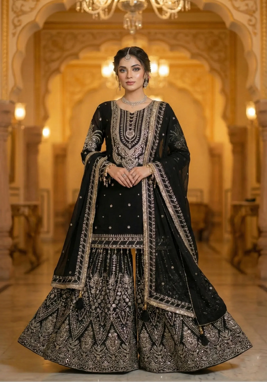 Black georgette Embroidery Salwar Suit
