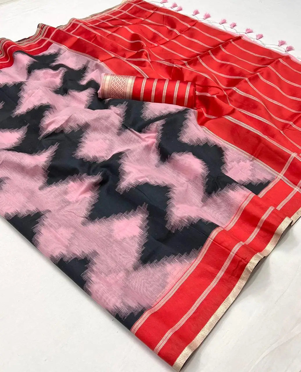 Pink Mal Spun Handwoven Silk Saree