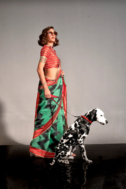 Green Mal Spun Handwoven Silk Saree