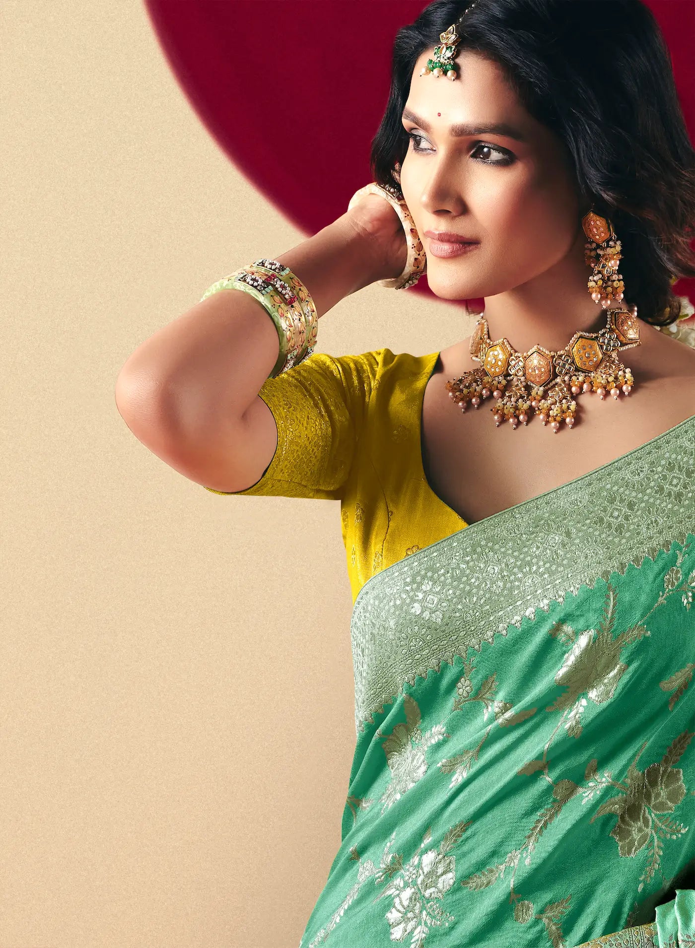 Turquoise Blue Viscose Zari Weaving Saree