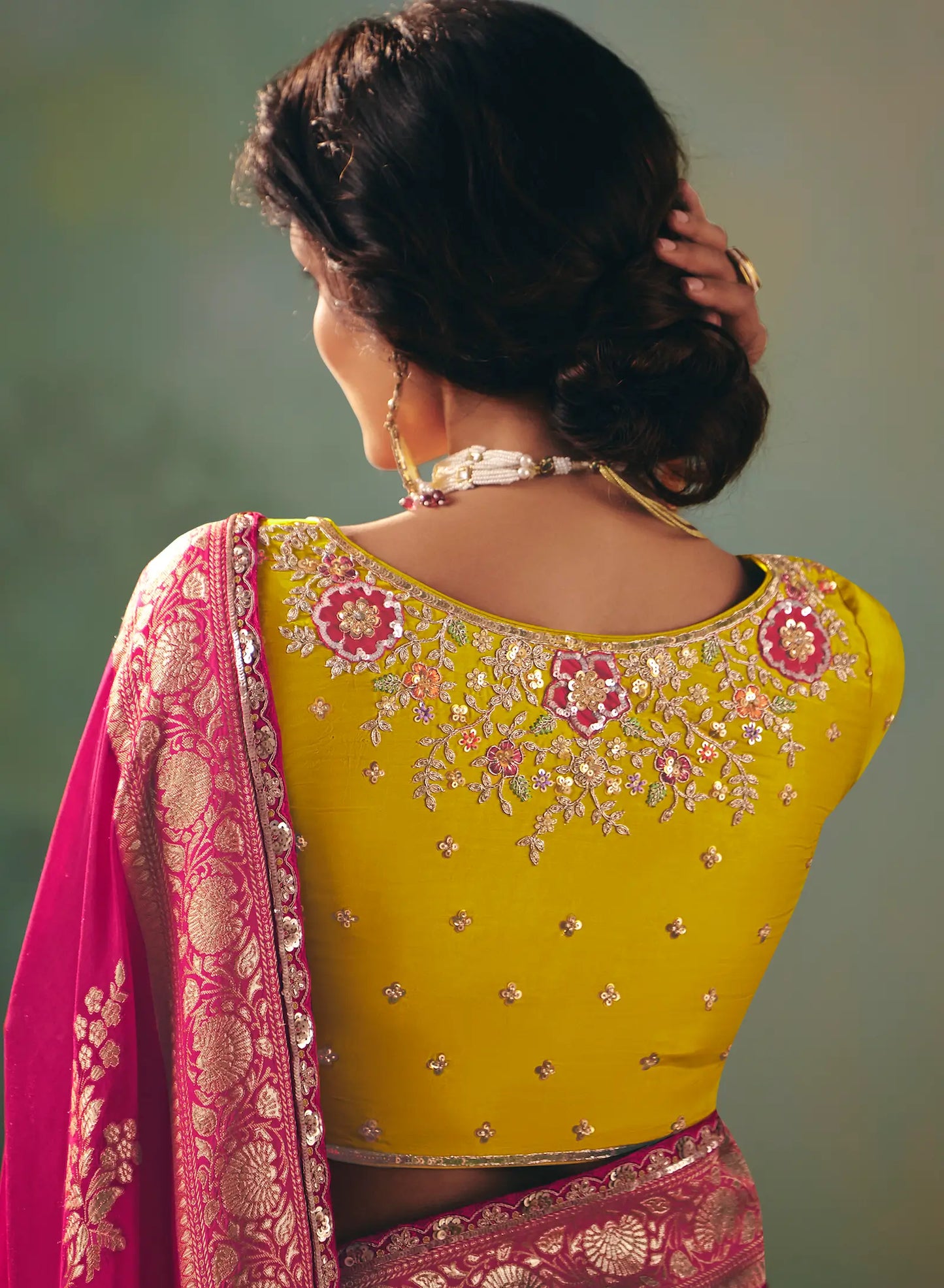 Hot Pink Dola Silk Saree With Embroidery Work Blouse