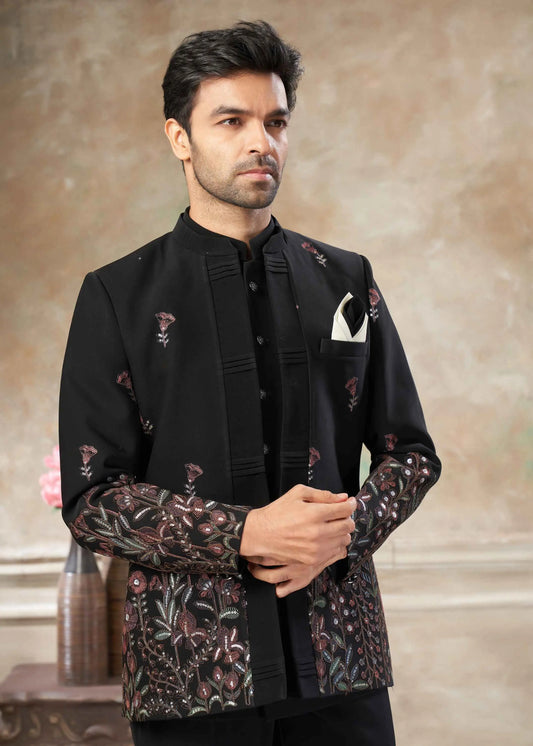 Black Men's Embroidery Jodhpuri