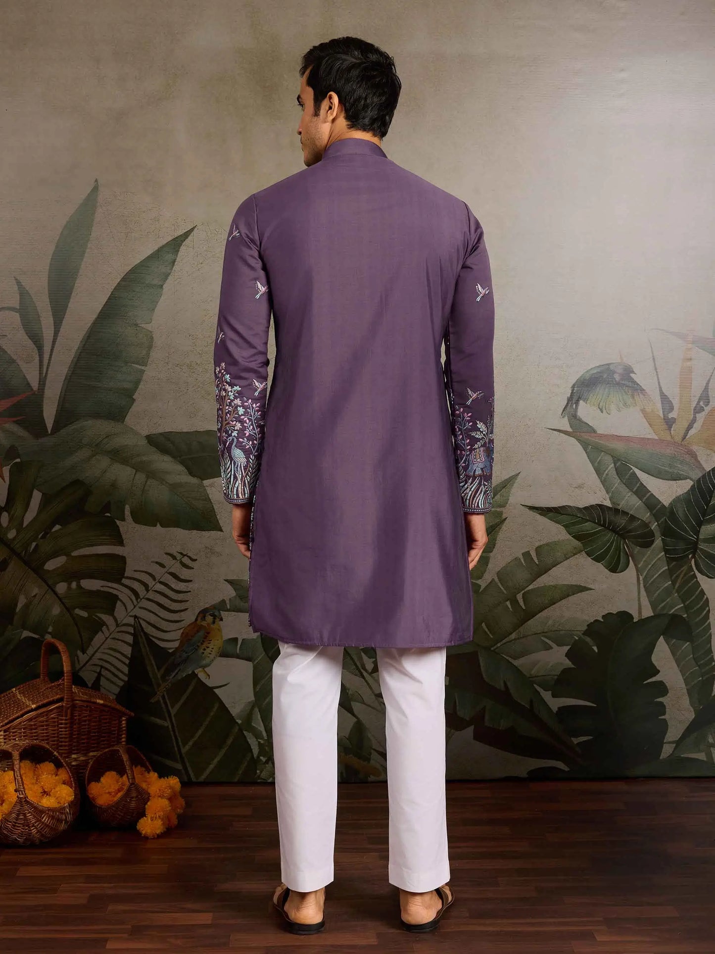Dusty Purple Kurta Set With Embroidery Work