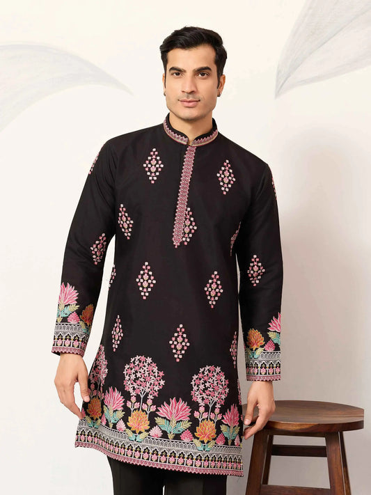 Black Embroidery Work Kurta Set