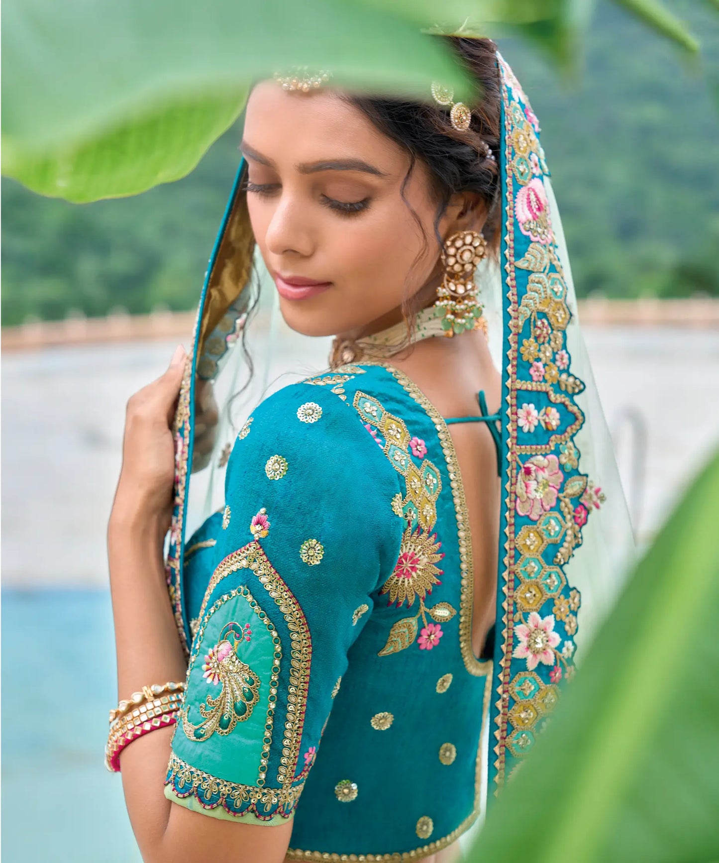 Olivine Green Bridal Lehenga With Heavy Embroidery & Cutwork