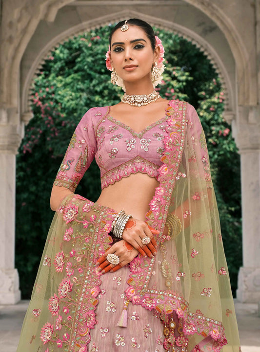 Petite Orchid Bridal Lehenga With Stunning Designer Embroidery