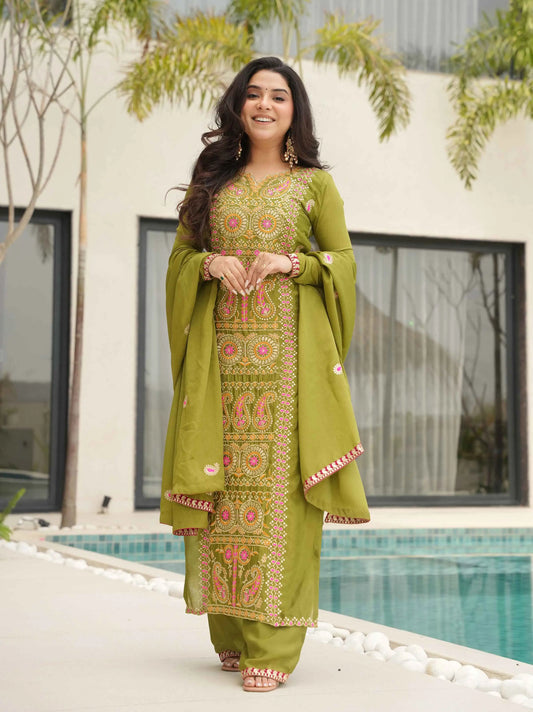 Parrot Embroidery Work Salwar Suit
