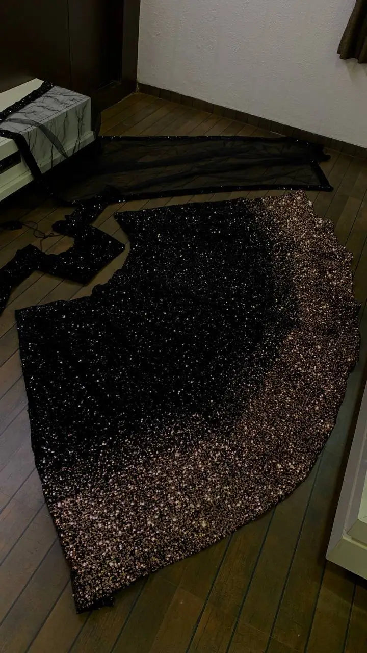 Black Velvet Sequence Embroidery Work Lehenga Choli