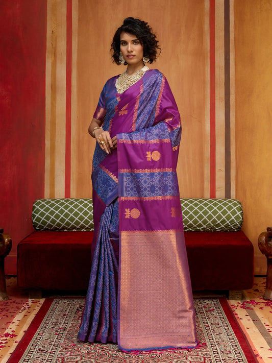 Dark Magenta Handloom Silk Saree