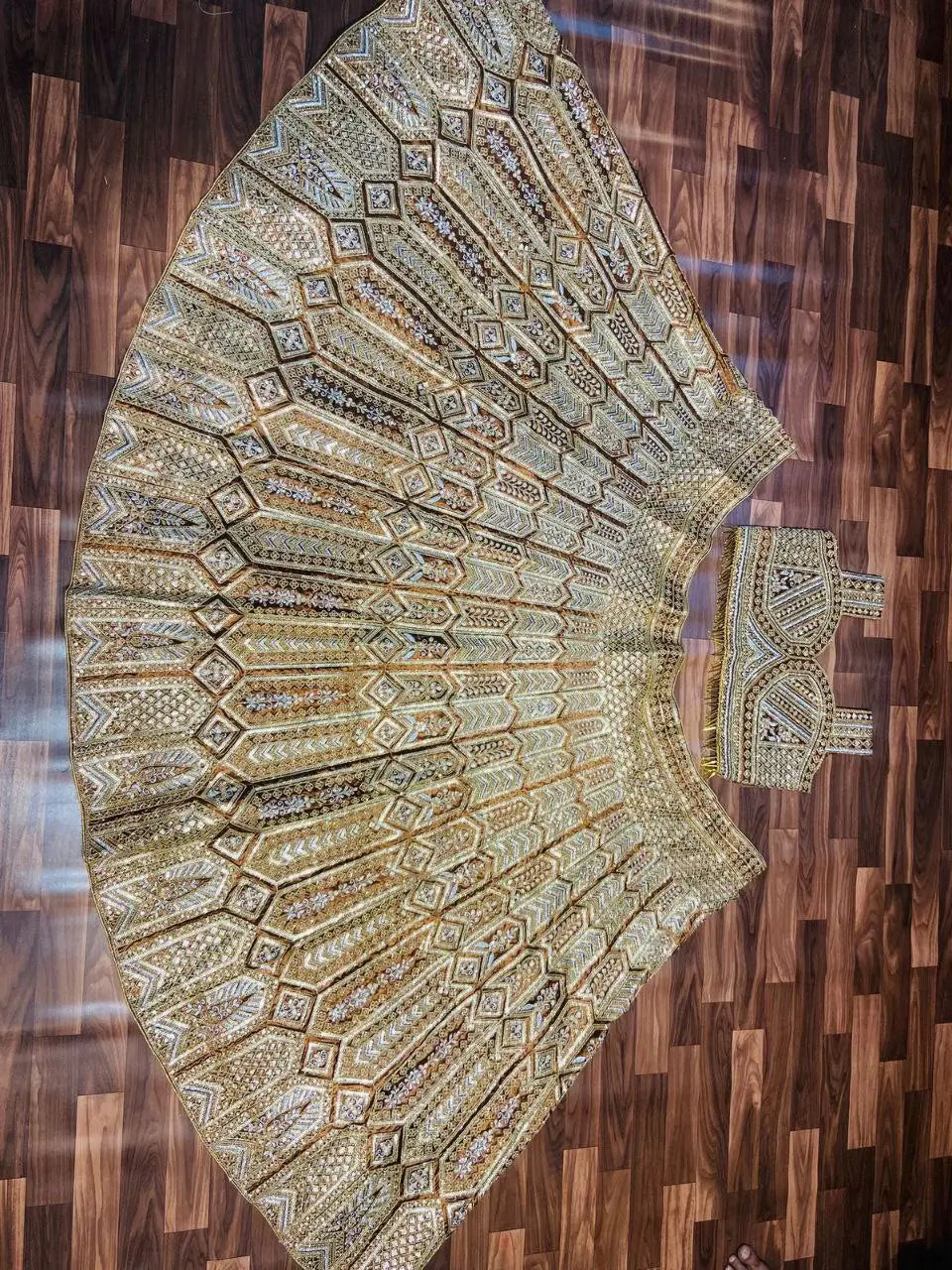 Golden Brown Dori Sequins Embroidery Work Silk Lehenga Choli