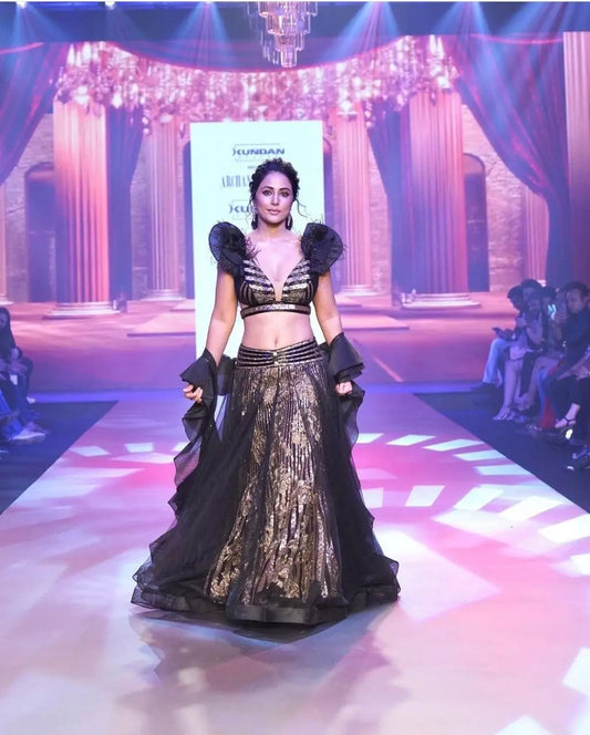 Designer Black Party Wear Lehenga With Dori Sequins Embroidery Work