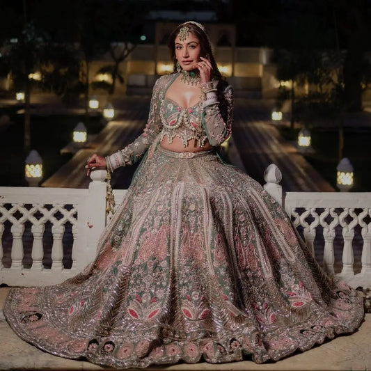Sabyasachi Designer Kasturi Silk Lehenga Choli With Sequins Embroidery Work