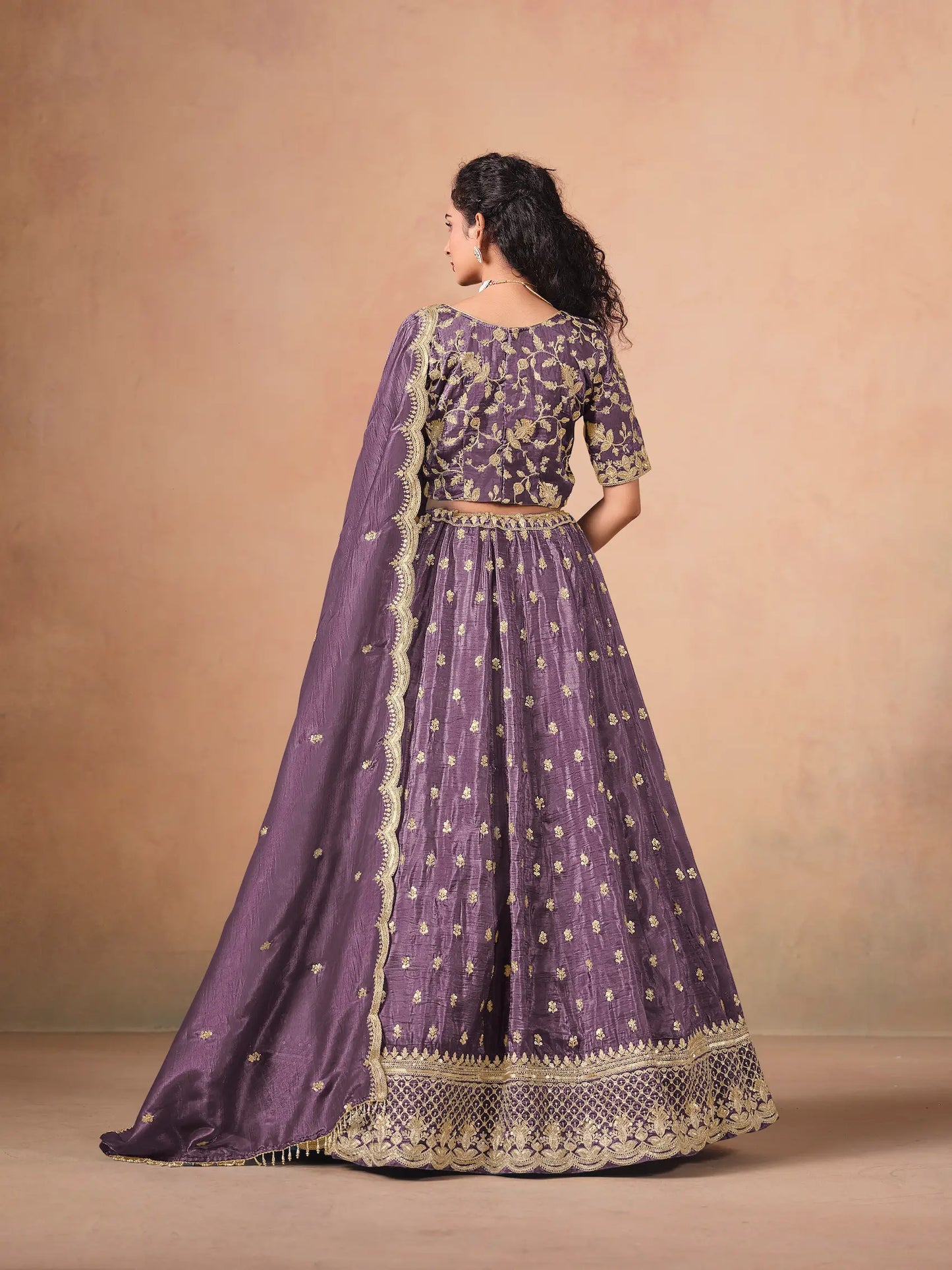 Dusty Purple Organza Embroidery Work Lehenga Choli