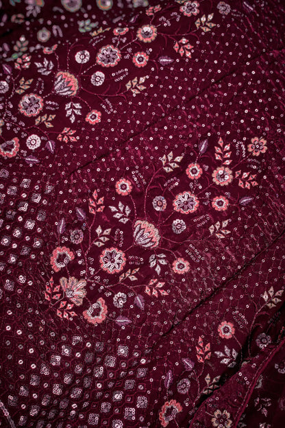 Deep Violet Net Thread & Sequence Embroidery Work Lehenga Choli