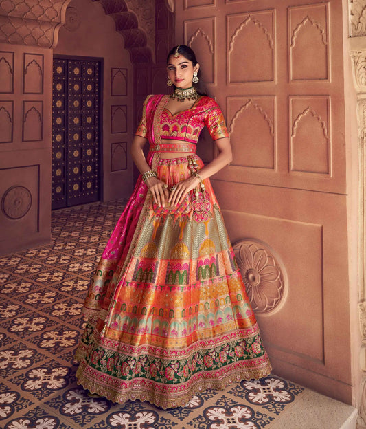 Designer Premium Silk Banarasi Embroidery Lehenga