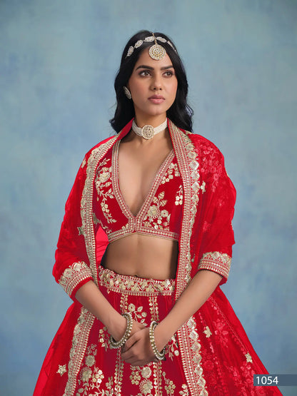 Red Art Silk Thread & Sequence Embroidery Work Lehenga Choli