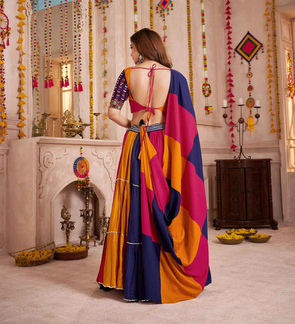 Navratri Multi Color Lehenga Choli With Kutchi Patch Work And Mirror Work