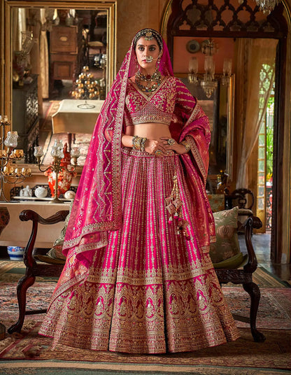 Bridal Pink Lehenga With Heavy Embroidery & Pearl Work