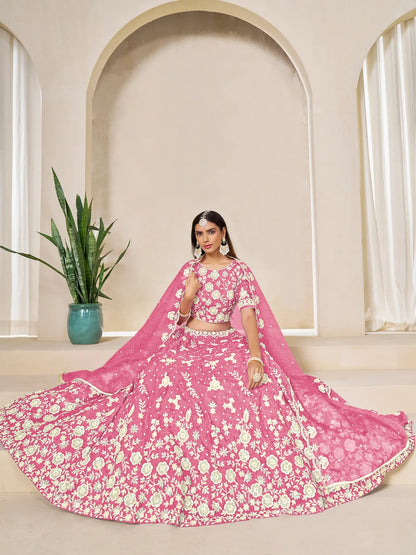 Light Pink Gold Crush Embroidery Lehenga Choli