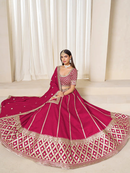 Red Art Silk Embroidery Work Lehenga Choli
