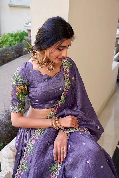 Lavender Crush Sequence Embroidery Lehenga Choli