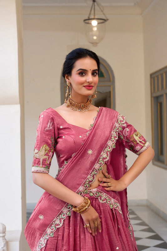 Pink Crush Sequence Embroidery Lehenga Choli