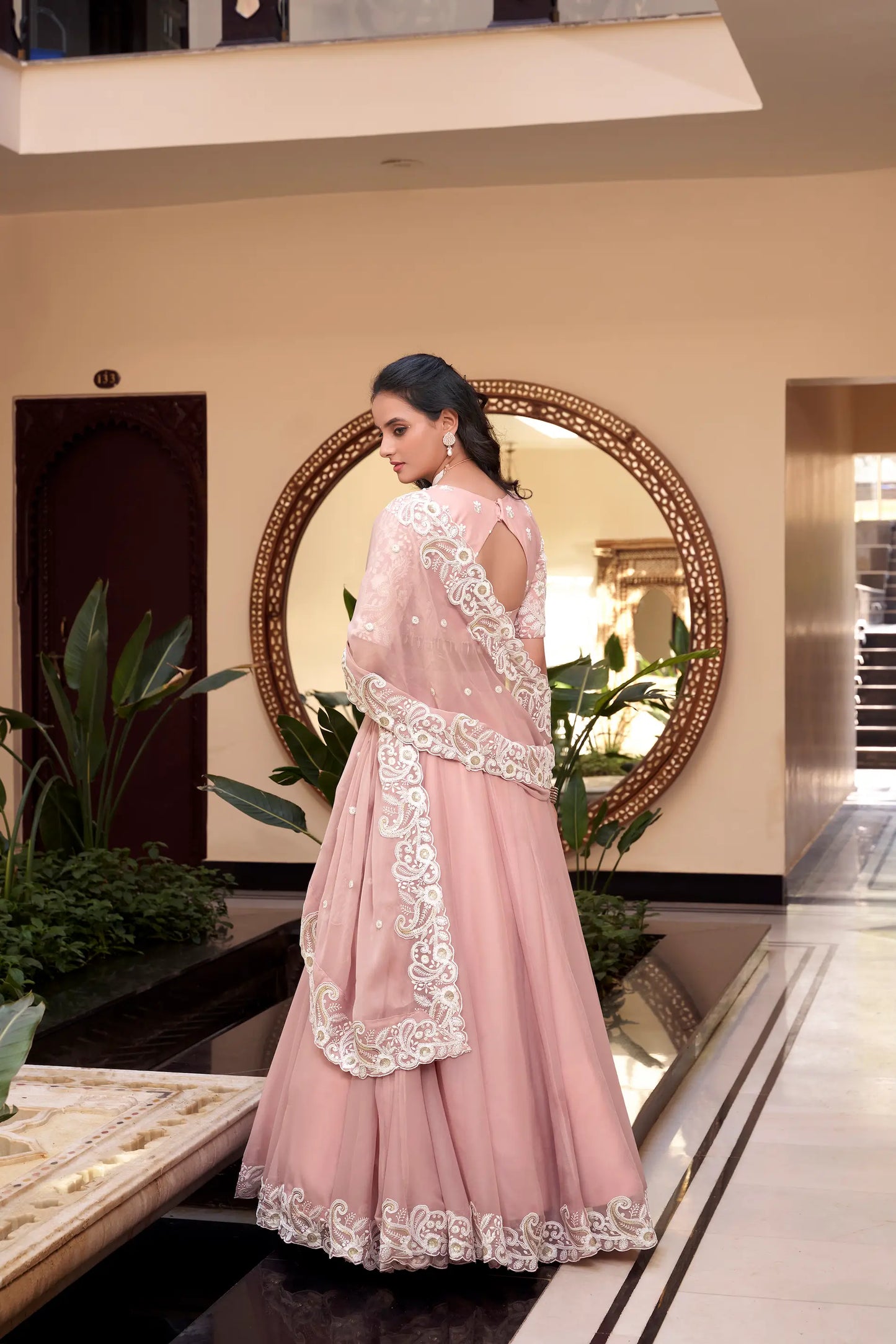 Pastel Pink Weone Silk Pearl Coding, Sequins & Thread Embroidery Work  Lehenga Choli