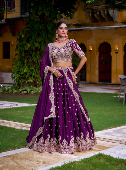 Purple Rangoli Crush Embroidery Lehenga Choli