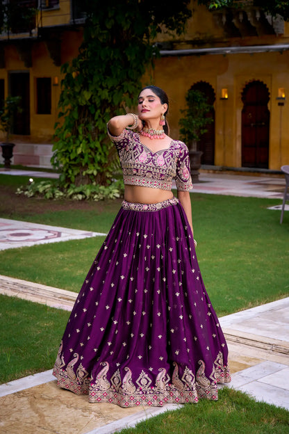 Purple Rangoli Crush Embroidery Lehenga Choli