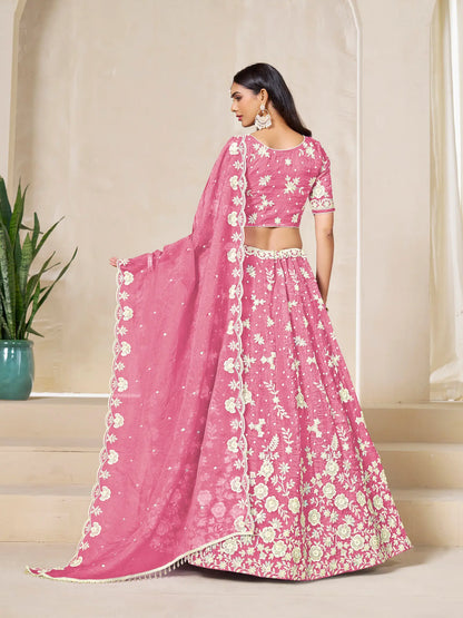 Light Pink Gold Crush Embroidery Lehenga Choli