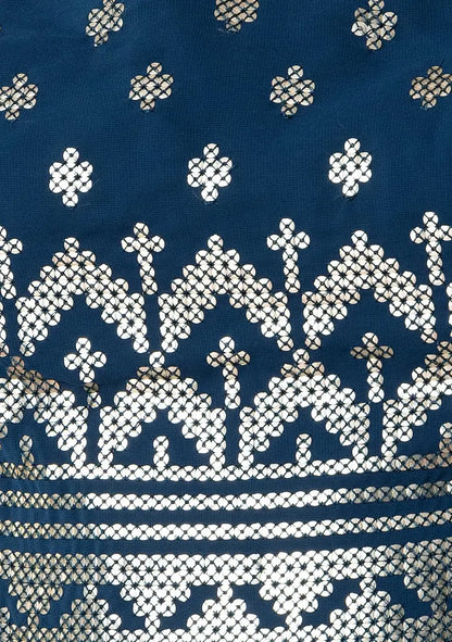 Blue Georgette Sequins And Thread Embroidery Work Lehenga choli