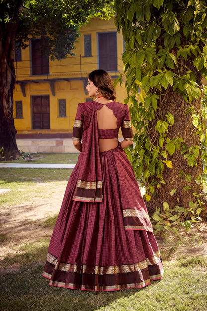 Mulberry Zari Weaving Cotton Lehenga choli
