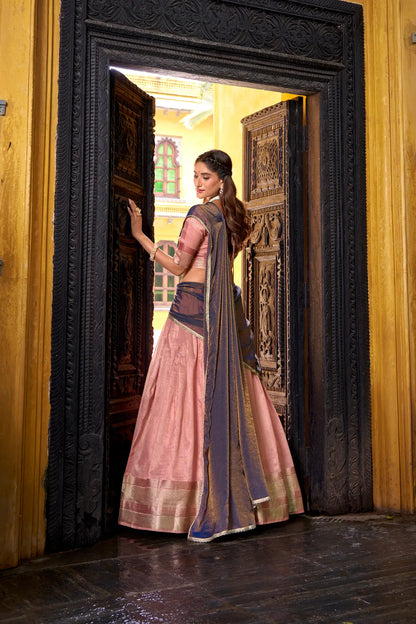 Light Pink Dhupian Silk Zari Weaving Lehenga Choli
