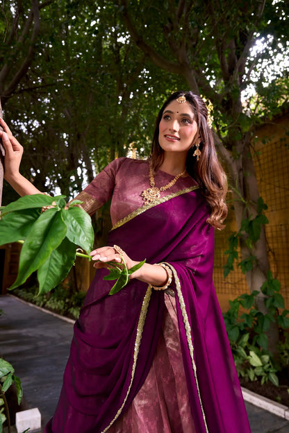 Daisy Pink Dhupian Silk Zari Weaving Lehenga Choli