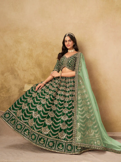 Timber green Art Silk Embroidery Lehenga Choli