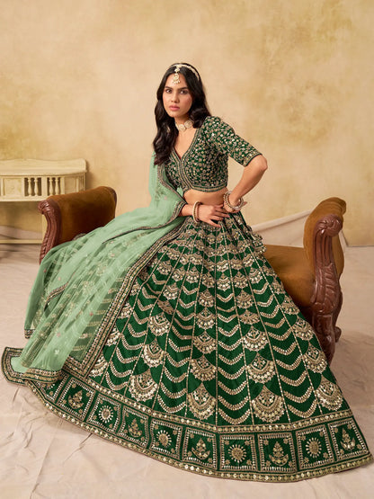 Timber green Art Silk Embroidery Lehenga Choli