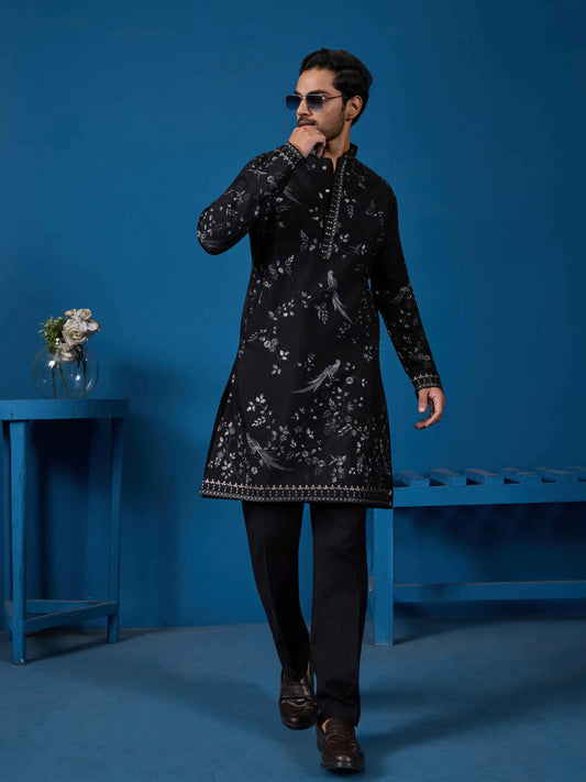 Black Kurta Set With Embroidery Work