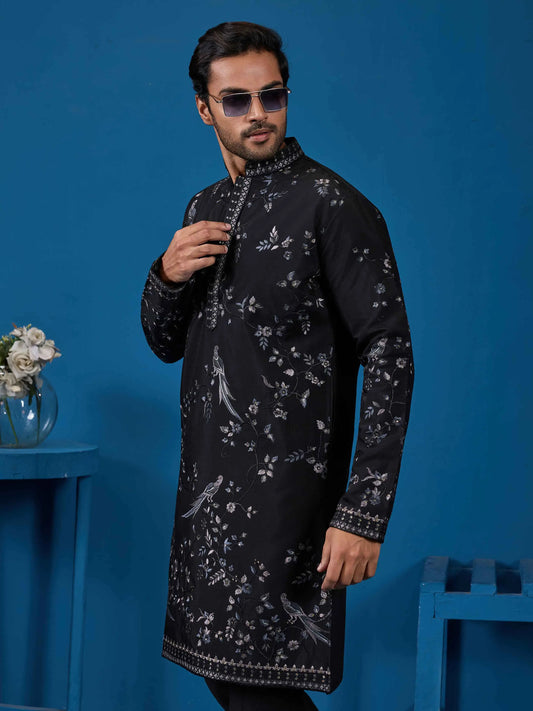 Black Kurta Set With Embroidery Work