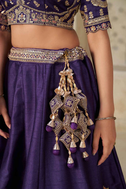 Royal Purple Wedding Lehenga With Elephant Motifs