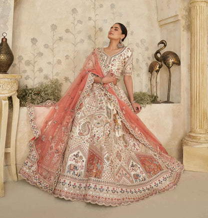 Cream Lehenga With Intricate Royal Embroidery Motifs