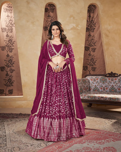Deep Pink Georgette Pigment Foil Work Lehenga Choli