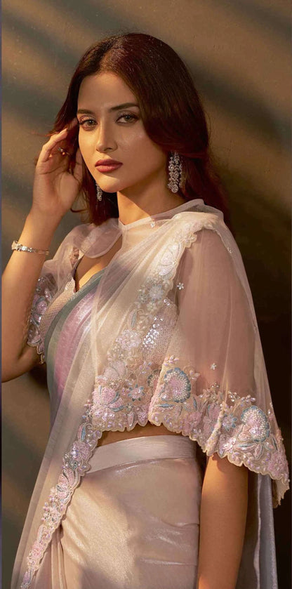 Multicolor One Minute Saree With Embroidery & Hand Work