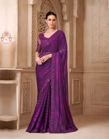 Mulberry Pattern Georgette Embroidery Party Wear Saree