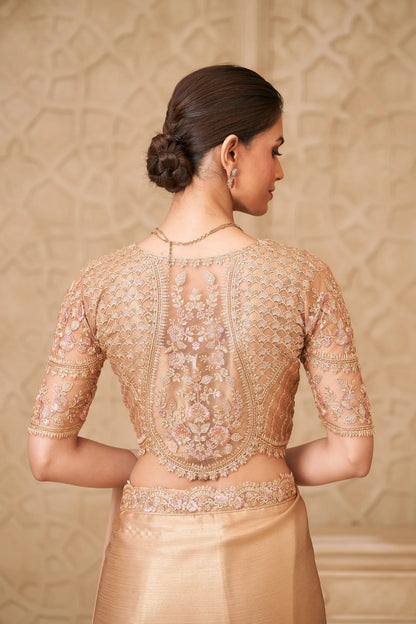 Golden Shimmer Georgette Embroidery Party Wear Jacket Saree